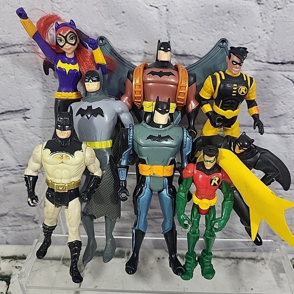 DC Comics Batman Robin Bat Girl Action Figures Lot Of 8 Super Hero Toys‎